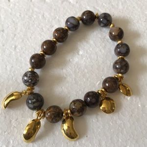Natural boulder opal round beads bracelet